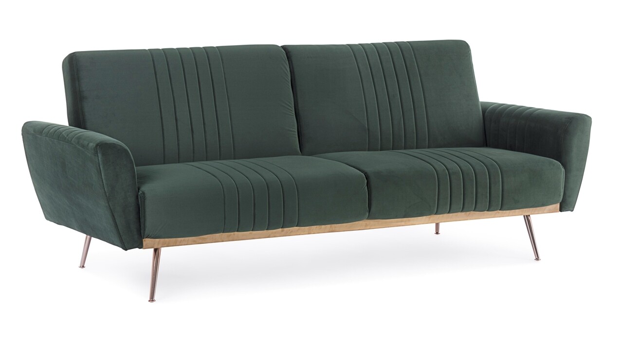 Johnny dark green kihúzható kanapé, bizzotto, 210x83x85 cm, bársony