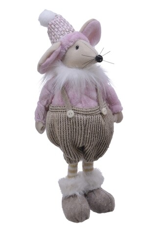 Mouse in pants Dekoráció, Decoris, 13x7x26 cm, poliészter, többszínű