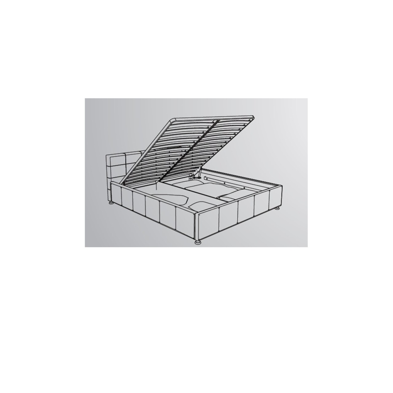 Kenton Kárpitozott ágy Felemelhető ágyráccsal és Tárolóládával, 216 X 174 X 92 Cm, PAL/ekológikus Bőr, Grézs