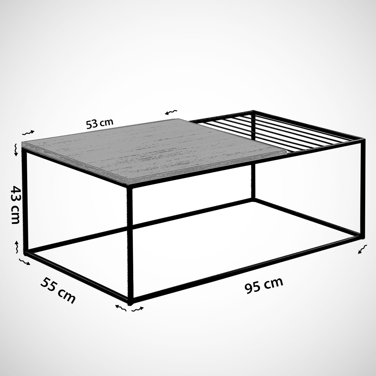 Zinus Sea Dohányzóasztal, Comforty, 95x55x43 Cm, Tölgyfaszín