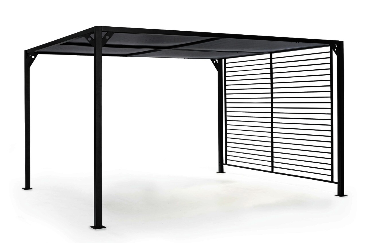 Gazebo Kerti pavilon csúsztatható ponyvával, Bizzotto, 300 x 360 cm, alumínium/poliészter, szénszürke