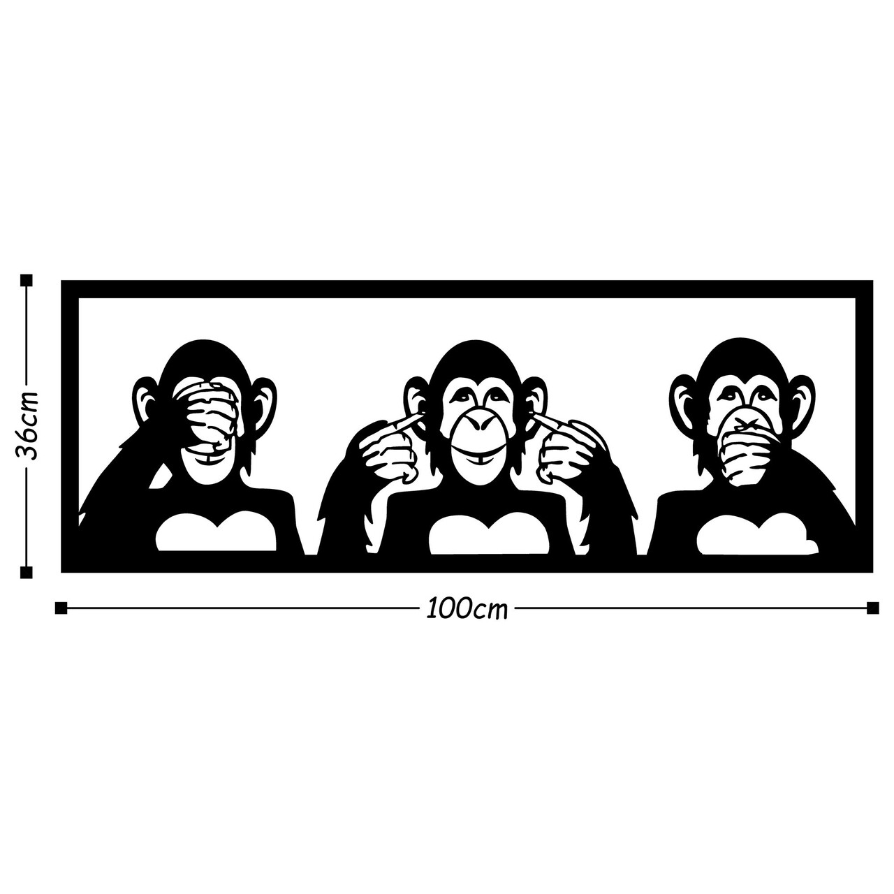 Three Monkeys - L Fali Dekoráció, Tanelorn, 100x36 Cm, Fém