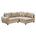 Lea Sand kihúzható jobb sarok kanapé, 3 ülés, 248 x 87 x 176 cm, forgácslap / fa / poliészter, homok