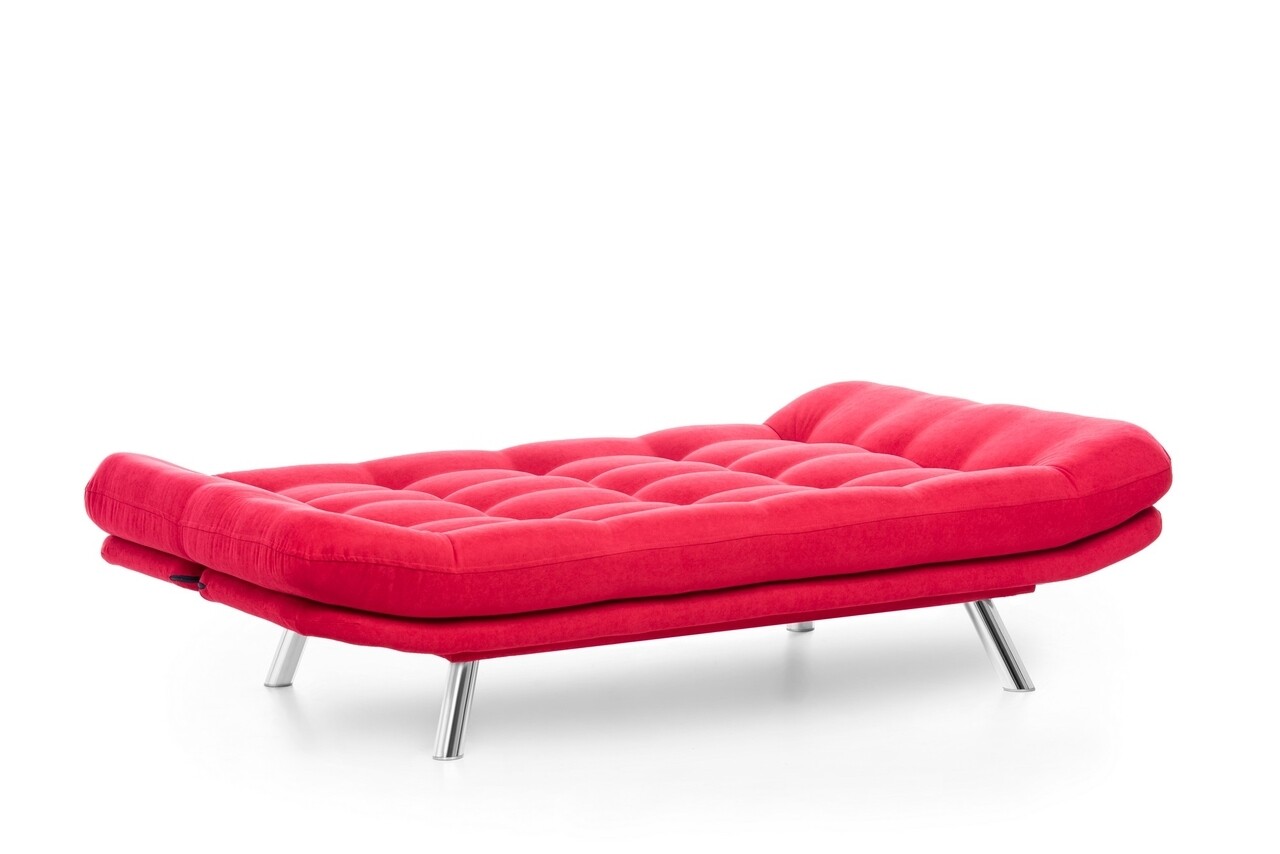 Misa Sofabed Kihúzható Kanapé, Futon, 3 Személyes, 198x128 Cm, Fém, Piros