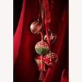 Red top Díszgömb, Decoris, Ø8 cm, poliészter, piros/zöld