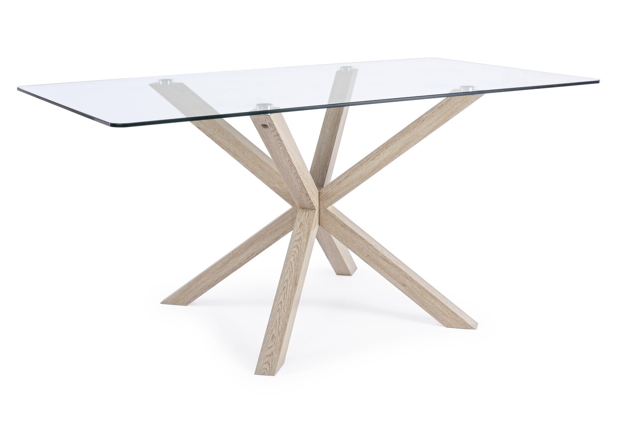 May Asztal, Bizzotto, 160 x 90 x 76 cm, fém/edzett üveg