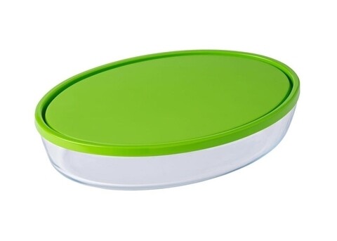 Ovális tál fedéllel, Pyrex, Cook-Store, 3 L, hőálló üveg / műanyag
