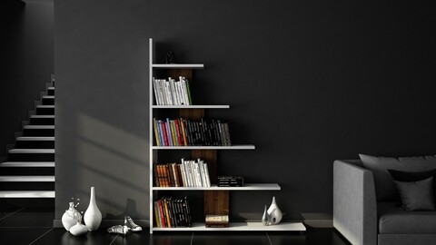Biblioteca Reward Könyvespolc, Moblert, 120x20x120 cm, fehér/barna