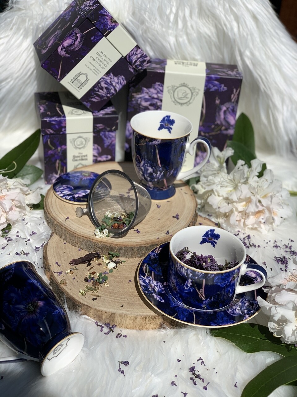 Csésze Csészealjjal, DUO, Violet Tulipán, 240 Ml, Porcelán, Tarka