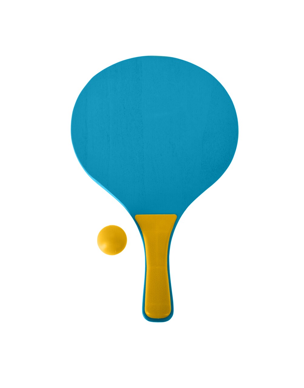 Strand ping-pong készlet, 3 részes, fa, sárga/kék