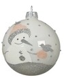Gömb Snowman looking left, Decoris, Ø8 cm, üveg, többszínű