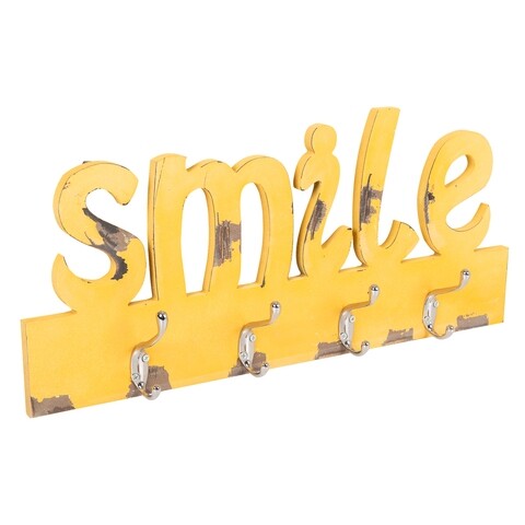 Smile Fogas, Creaciones Meng, 4 akasztóval, 50x23 cm, császárfa/MDF, sárga