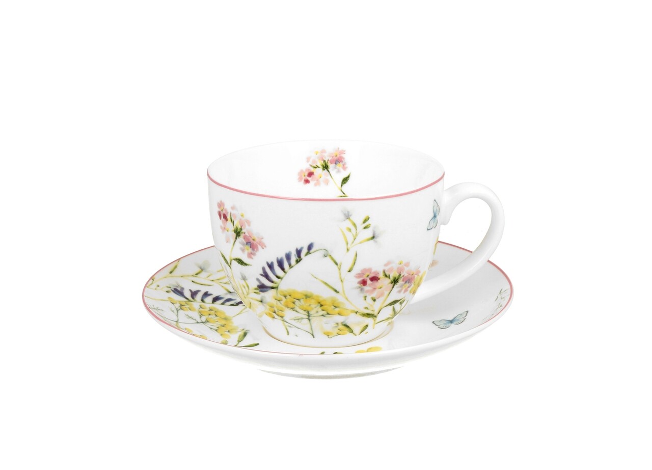 Csésze Tányérral, DUO, Alice, 280 Ml, Porcelán, Tarka