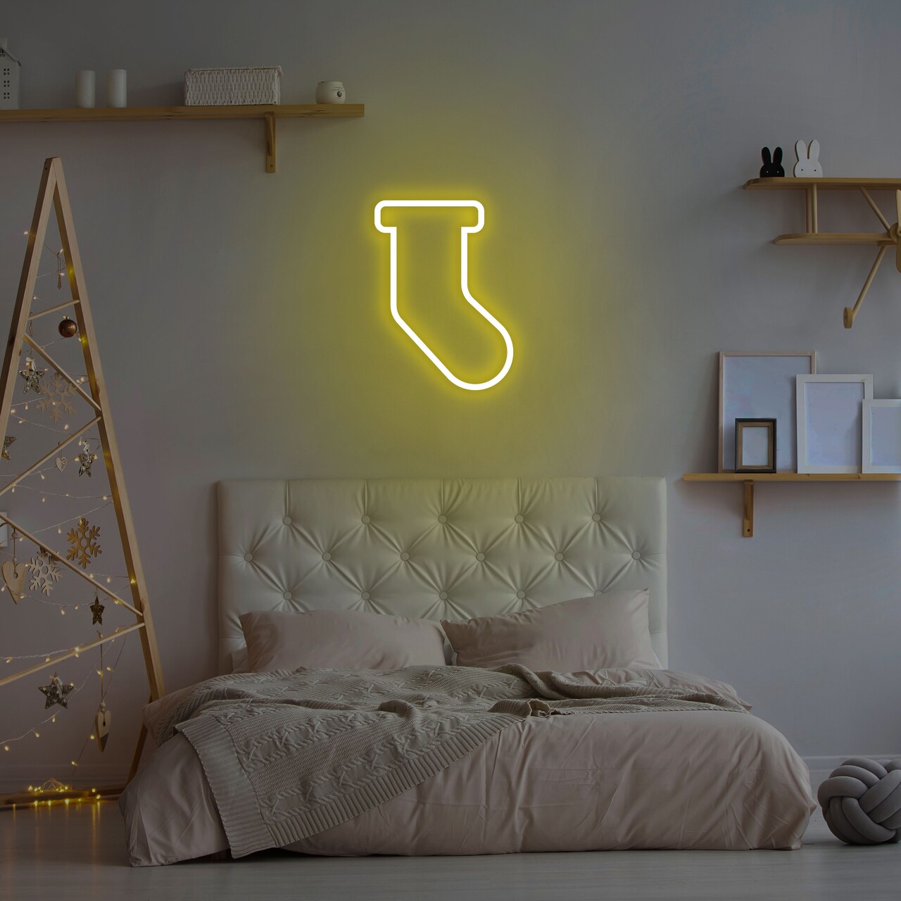 Socks Fali lámpa, Neon Graph, 18x24x2 cm, sárga