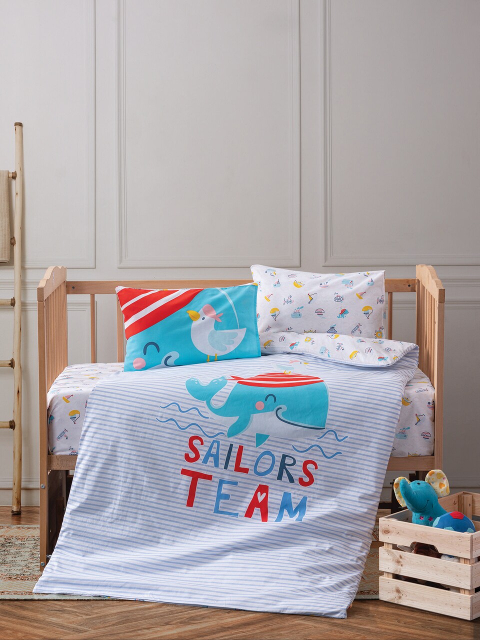 Sailor Gyerek ágynemű, 4 piese, 100x150 cm, 100% ranforce pamut, Cotton Box, kék
