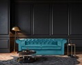 Oxford Chesterfield Kihúzhatós kanapé, 88x216x75 cm, 3 személyes, azúr