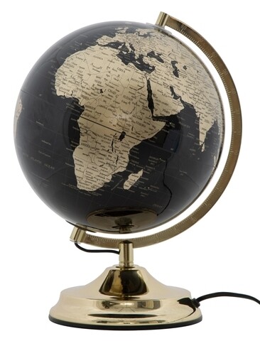 Globe Globe fénydekoráció, Mauro Ferretti, Ø25x38 cm, 1 x 40W, fekete / arany