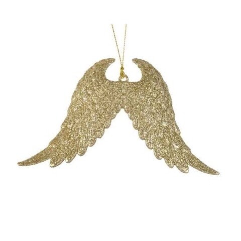 Gomb Glitter szárnyak, Decoris, 2x16x10 cm, műanyag, arany