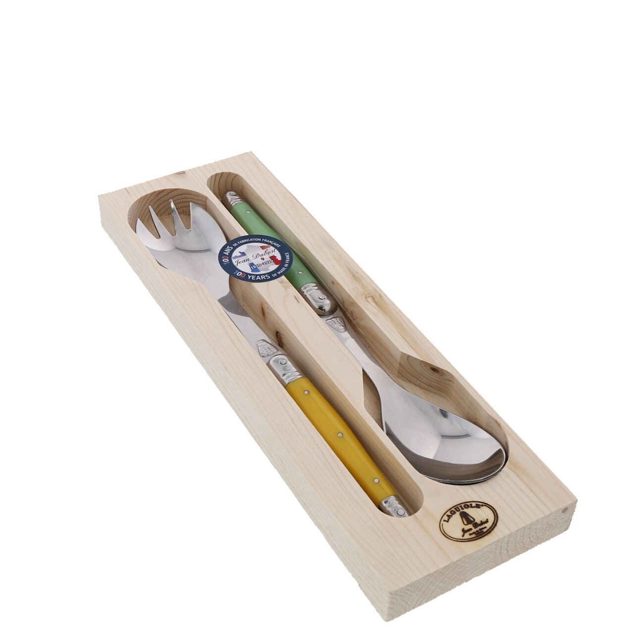 Set2 ustensile pentru salata cu suport Laguiole, Jean Dubost, inox, multicolor