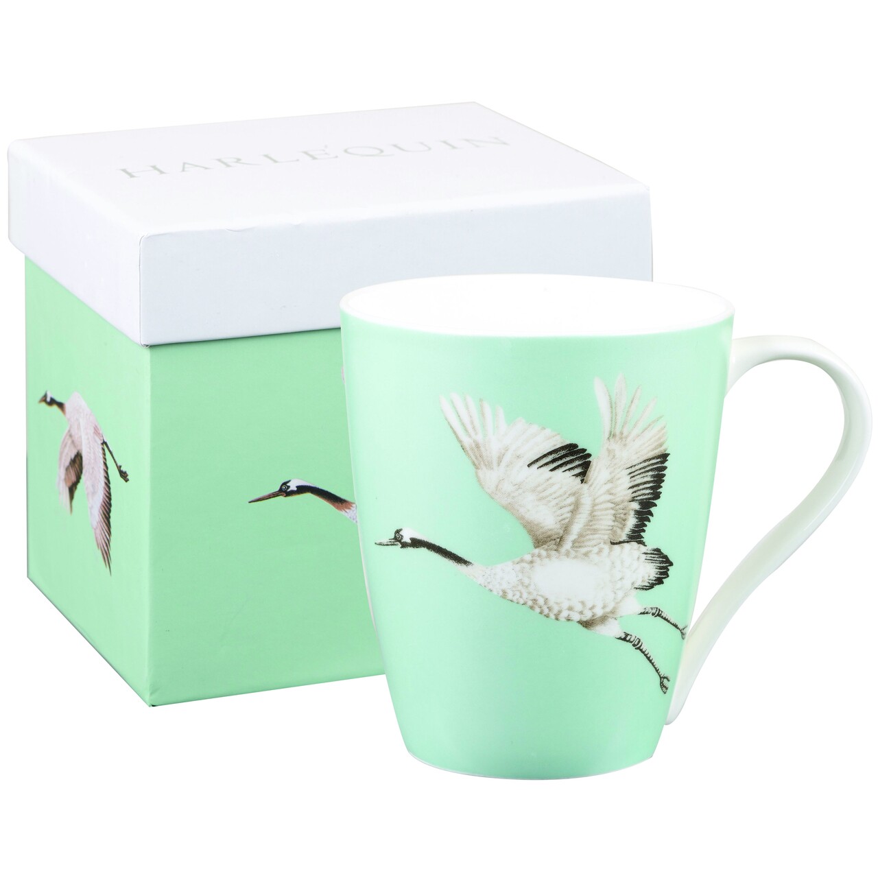 Cana In Cutie Cadou, Cranes Emerald, Churchill, Portelan Fine Bone China, 390 Ml