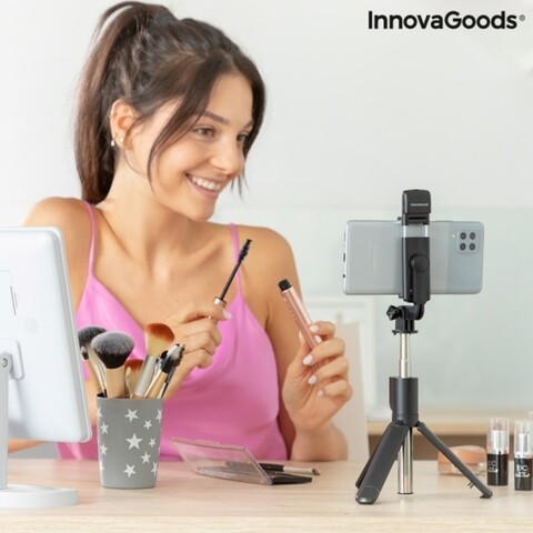 Tridiex InnovaGoods Kihúzható mobiltelefon állvány LED-del és távirányítóval, 18x14x27-71 cm