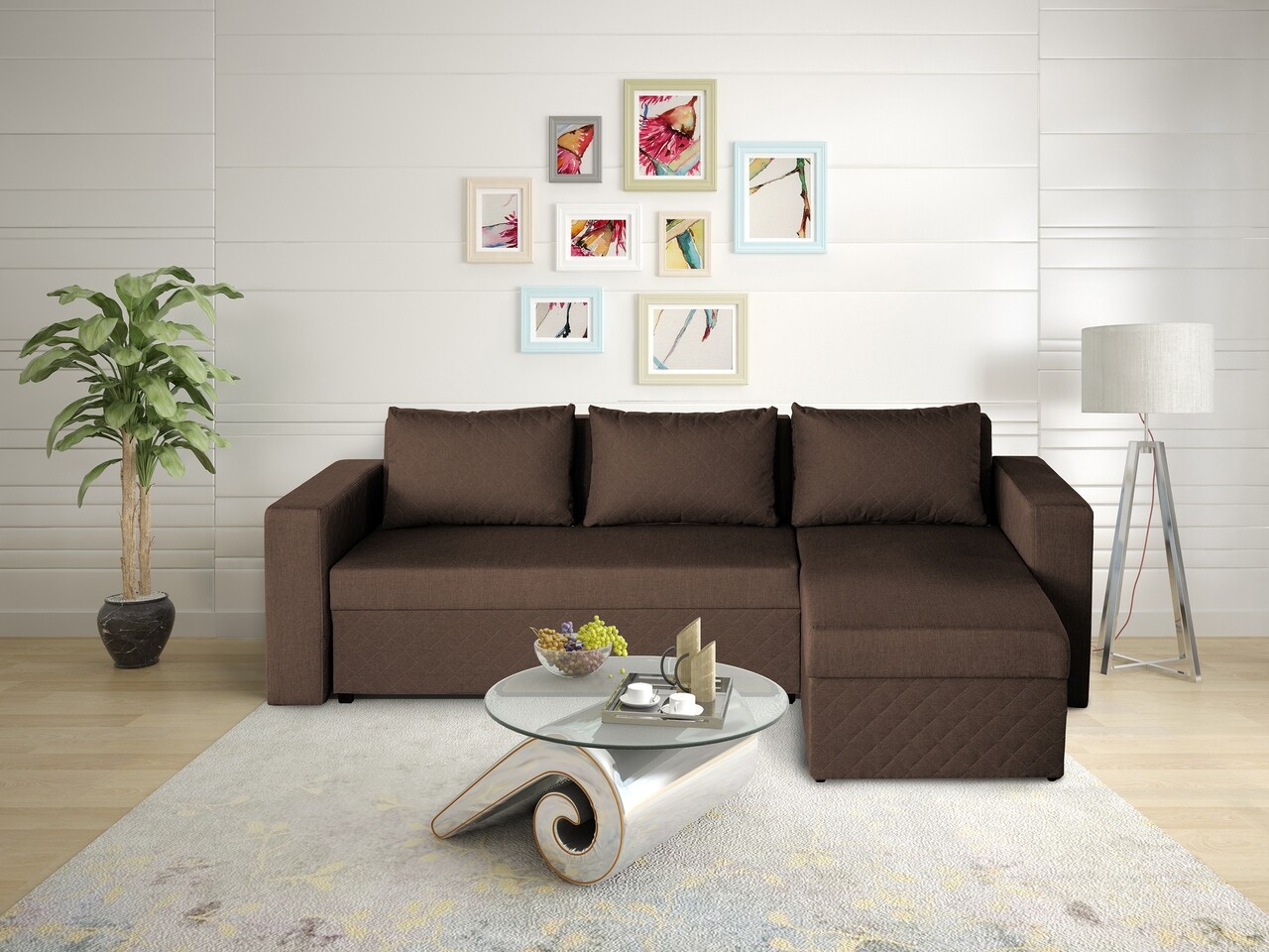Megfordítható, kihúzható sarok kanapé Napoli Maro, tároló dobozzal, 247x148x78 cm