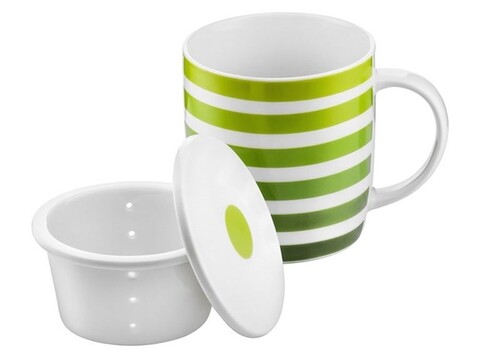 Herbal Csésze szűrővel és fedővel, Ambition, 390 ml, porcelán, zöld