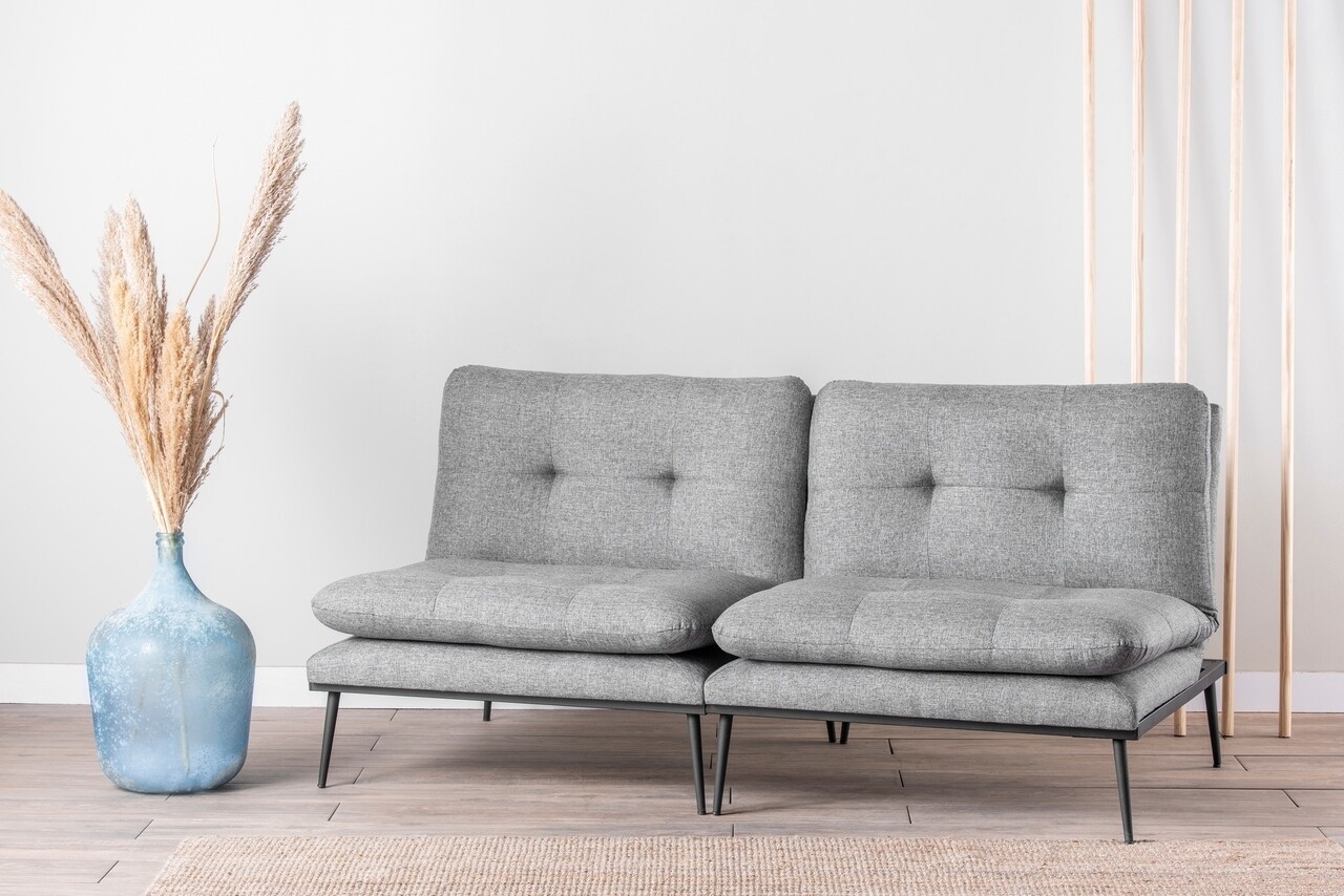 Martin sofabed kihúzható kanapé, futon, 3 személyes, 180x130 cm, fém, szürke