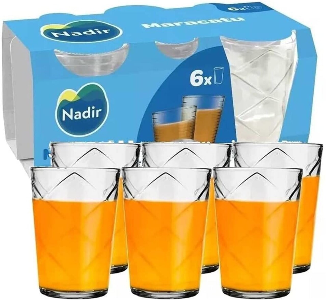 6 Pohár Készlet Maracatu, Nadir, 280 Ml, üveg, átlátszó