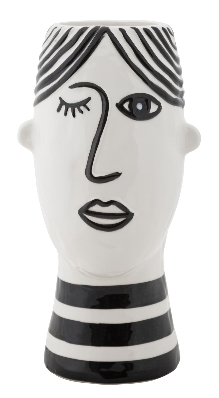 Face fekete-fehér porcelán váza - Mauro Ferretti