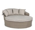 Siesta Daybed Nappali ágy napernyővel és párnával, Bizzotto, 168x168x145 cm, alumínium/fonott szintetikus szál, bézs