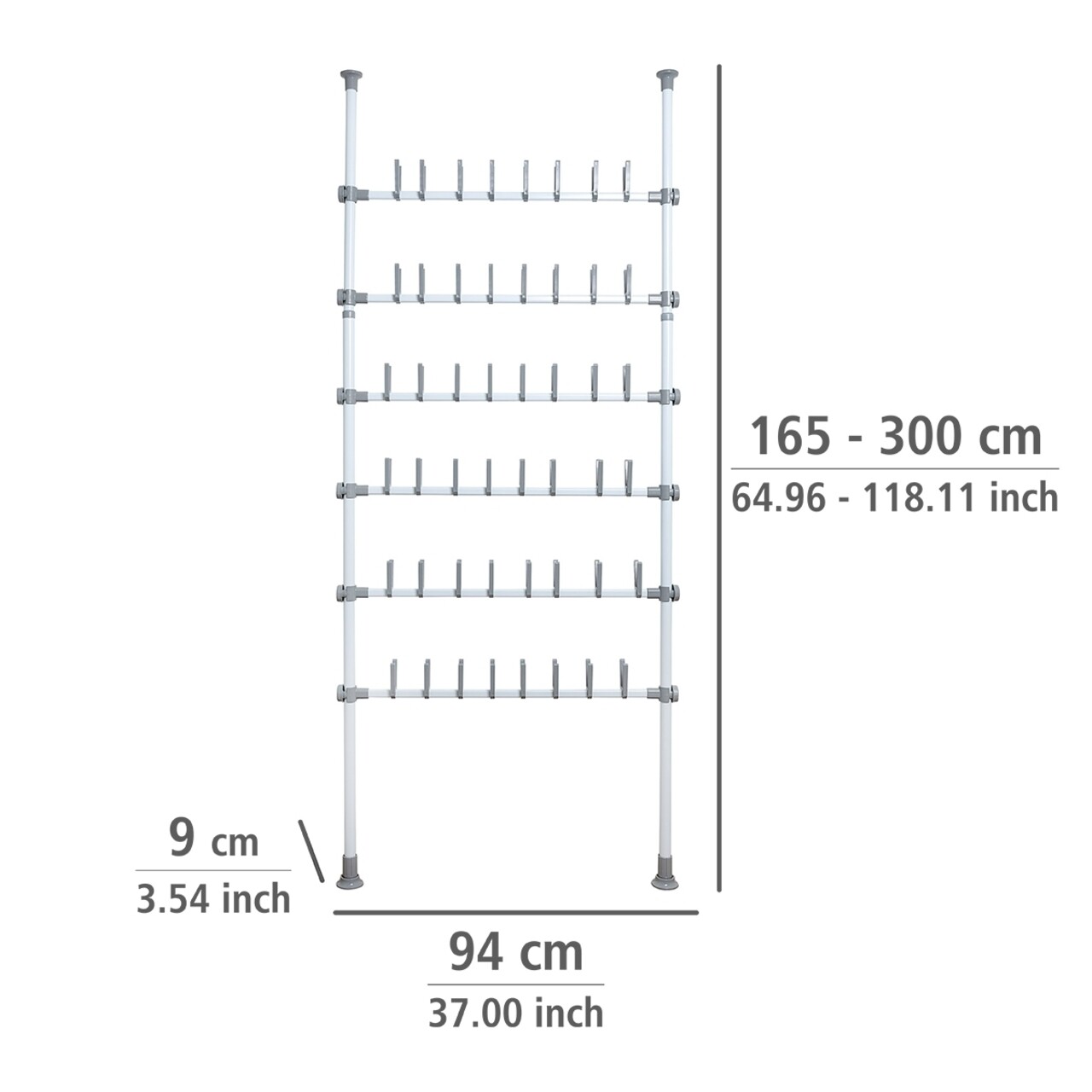 Kihúzható Cipőtartó, Weenko, Herkules Pull-out Shelf, 48 Pár, Rozsdamentes Acél / Műanyag / Polipropilén, Szürke / Fehér