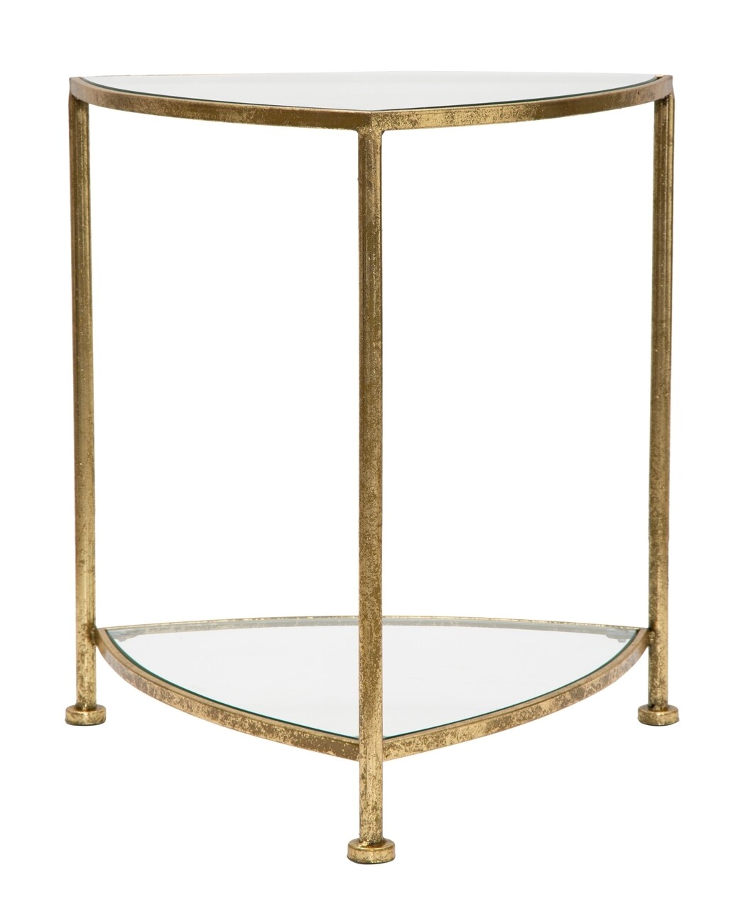 Triangle Dohányzóasztal, Mauro Ferretti, 45x45x50 cm, vas/üveg, aranyszín