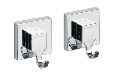 2 db öntapadó törülközőtartó készlet, Weko, Quadro Vacuum-Loc®, 6 x 7 x 5 cm, rozsdamentes acél / műanyag