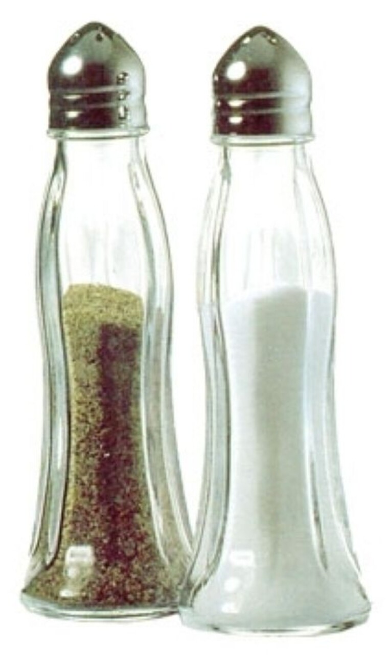 Fekete-fehér só-bors készlet, Pasabahce, 12,5 cm, üveg, átlátszó