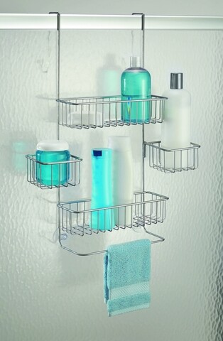Függesztett rendszerező Metalo zuhanykabinhoz, iDesign, 27x21x58 cm, acél