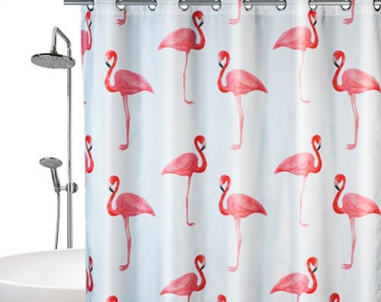 Flex Flamingo Zuhanyfüggöny, Weko, 180x200 Cm, 100% Poliészter, Többszínű