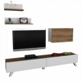 Comoda TV cu rafturi, Wooden Art, Caterina White Walnut, 180x32.6x29.5 cm