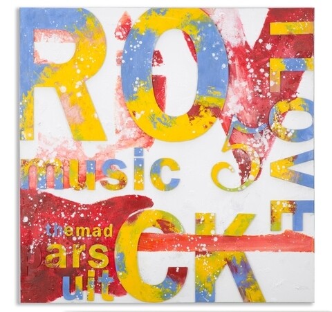 Rock Music Festmény, Mauro Ferretti, 100x100 cm, kézzel festett, kanavász/erdeifenyő