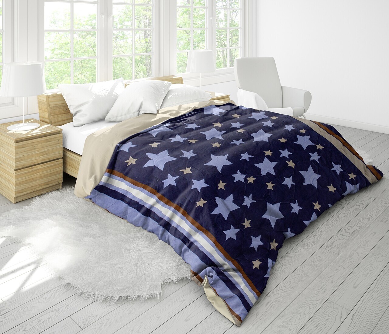 Fleece Stars Paplan, Alcam,140x200 Cm, 250g /nm