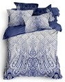 King Kétszemélyes ágynemű, 4 db, The Club Cotton, Fresco, ranforce pamut, 145 TC, fehér/kék