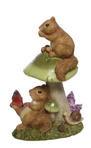 One under mushroom one on top of mushroom Dísz, Decoris, 9.5x12x18.5 cm, poligyanta, zöld