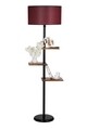 Lampadar cu 3 rafturi, Luin, 8270-6, E27, 60 W, metal/lemn/textil