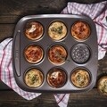 Sütőtálca 9 mini pizza, Pyrex, aszimmetria, 28 x 31 x 2 cm, szénacél / tapadásmentes fém