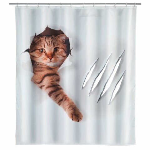 Cute Cat Zuhanyfüggöny, Wenko, 180x200 cm, 100% poliészter, színes