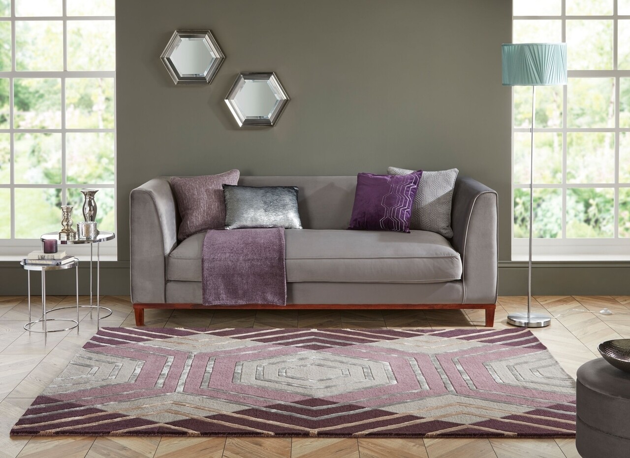 Szőnyeg, flair rugs, architect harlow plum, 160 x 230 cm, gyapjú / viszkóz, sokszínű