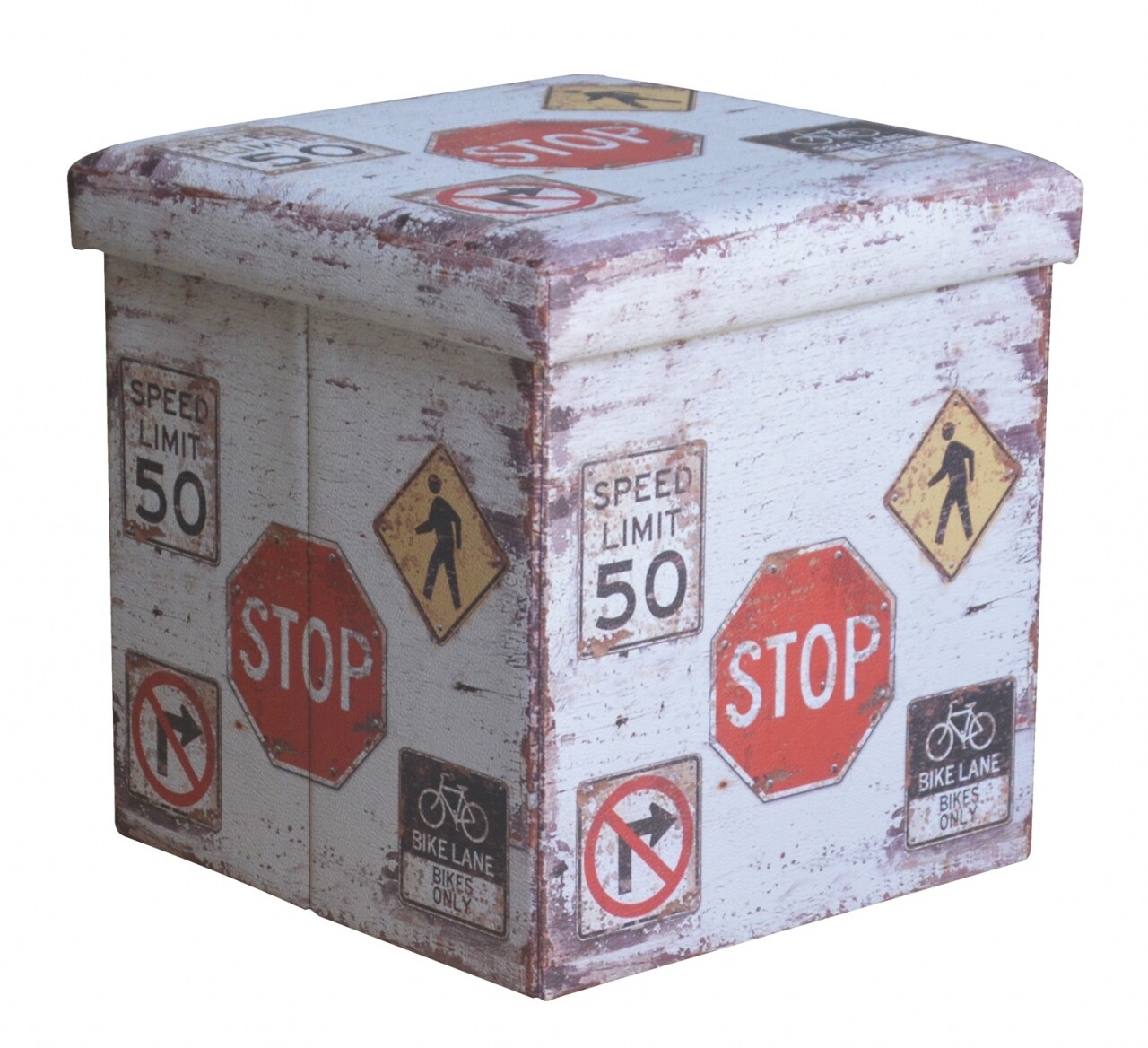 Összecsukható Zsámoly Stop Tárolóhellyel, Heinner Home, 37,5 X 38 X 38 Cm, PVC, Többszínű