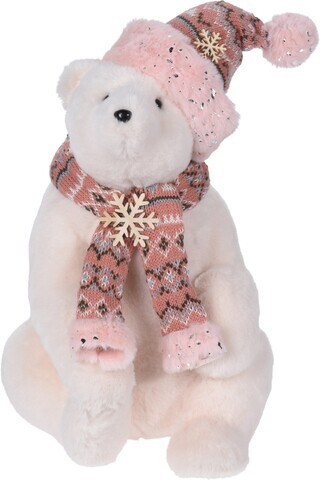 Polar Bear Dísz 21x22x35 cm, szintetikus anyag, rózsaszín/fehér
