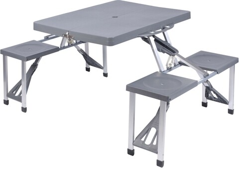 Piknik asztal, 85x65x66 cm, alumínium, szürke