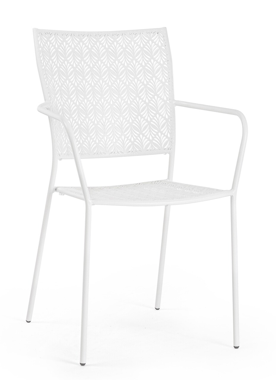 Lizette Kerti szék, Bizzotto, 54 x 55 x 89 cm, kezelt acél kültéri használatra, fehér